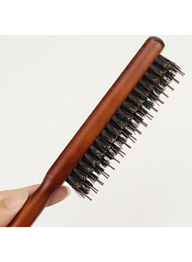 Wooden Hair Brush for Frizz and Reduce Shedding - Wooden Hair Brush Anti Shedding - Frizz Treatment and Hold Hair No Gel - Soft Nylon Bristles for All Hair Types - Image 2