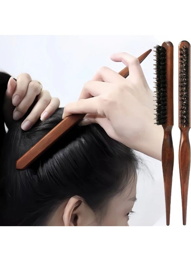 Wooden Hair Brush for Frizz and Reduce Shedding - Wooden Hair Brush Anti Shedding - Frizz Treatment and Hold Hair No Gel - Soft Nylon Bristles for All Hair Types - Image 3