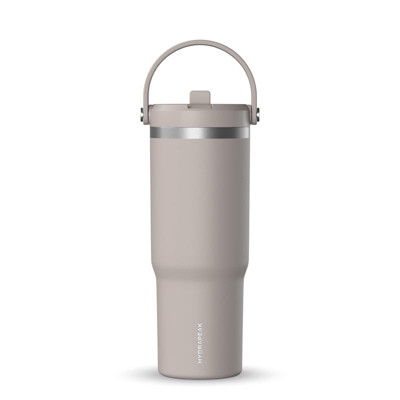Hydrapeak Nomad 32 oz Tumbler with Handle and Straw Lid Leakproof Double Insulated 32oz Cup Stainless Steel Mocha