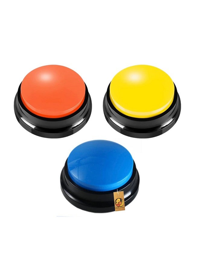 زر تسجيل صوتي، أزرار للكلاب للتواصل مع الحيوانات الأليفة، لعبة جرس تنبيه للكلاب، تسجيل وتشغيل لمدة 30 ثانية، هدية مضحكة للدراسة والمكتب والمنزل (أزرق + برتقالي + أصفر) - Image 1