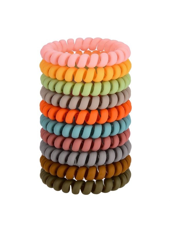 JessLab Spiral Hair Ties, 10 Pcs Traceless Phone Cord Hair Ties Plastic Coil Hair Ties Ponytail Holders No-Damage Hair Accessory for Girls Women Ladies, Color Assorted (#19)  - Image 1