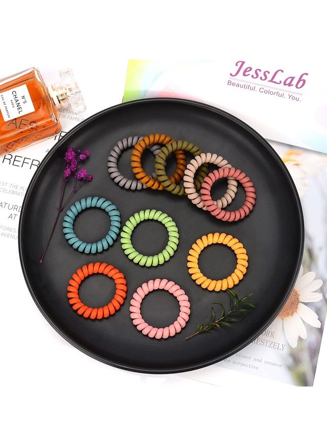 JessLab Spiral Hair Ties, 10 Pcs Traceless Phone Cord Hair Ties Plastic Coil Hair Ties Ponytail Holders No-Damage Hair Accessory for Girls Women Ladies, Color Assorted (#19)  - Image 4