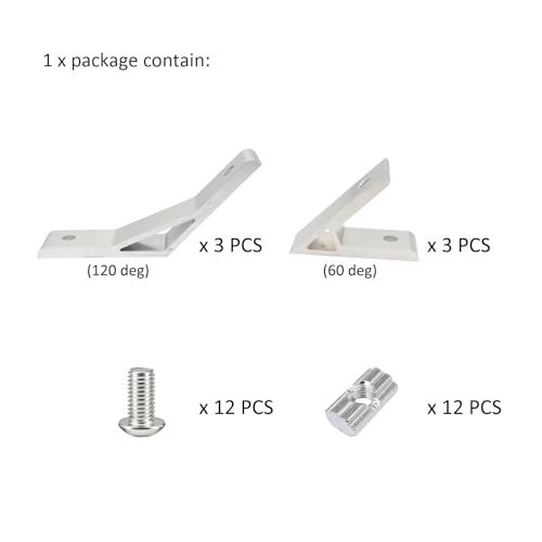 BLCCLOY 3Pcs 60deg 3Pcs 120deg 1010 Angle Bracket 1 x 1 10 Series Aluminum Extrusion 60 Degree Joint Connector Brace for Slot 60 Corner Joiner 120deg 1020 1 Inch Extruded Aluminium Profile - Image 3