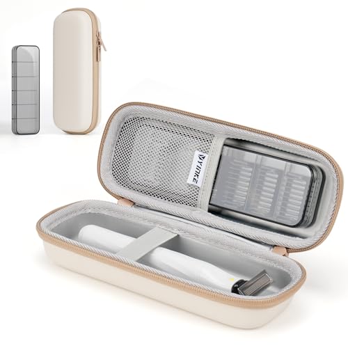 Yinke Travel Shaver Case with Attachments Storage Box for Hybrid Electric Trimmer, Waterproof Hard Carrying Case Portable Storage Bag for O Blade, Beige - Image 1