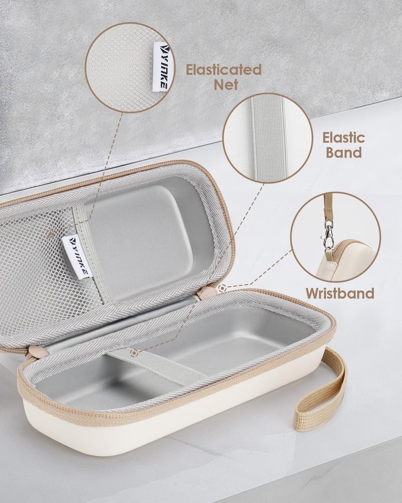 Yinke Travel Shaver Case with Attachments Storage Box for Hybrid Electric Trimmer, Waterproof Hard Carrying Case Portable Storage Bag for O Blade, Beige - Image 3
