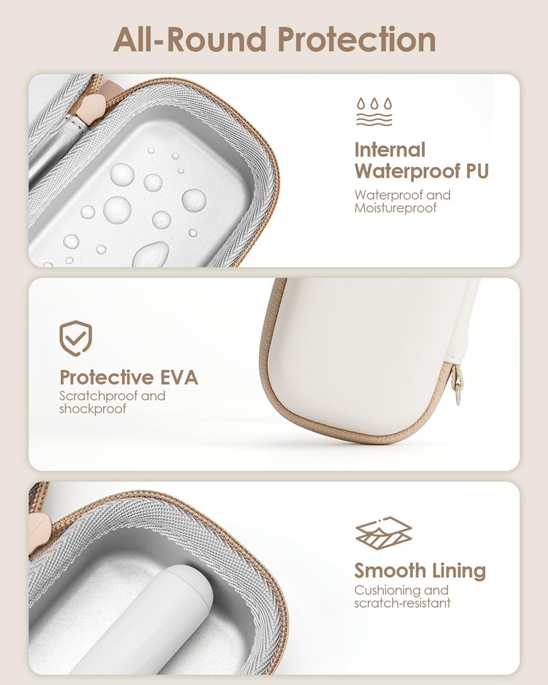 Yinke Travel Shaver Case with Attachments Storage Box for Hybrid Electric Trimmer, Waterproof Hard Carrying Case Portable Storage Bag for O Blade, Beige - Image 2