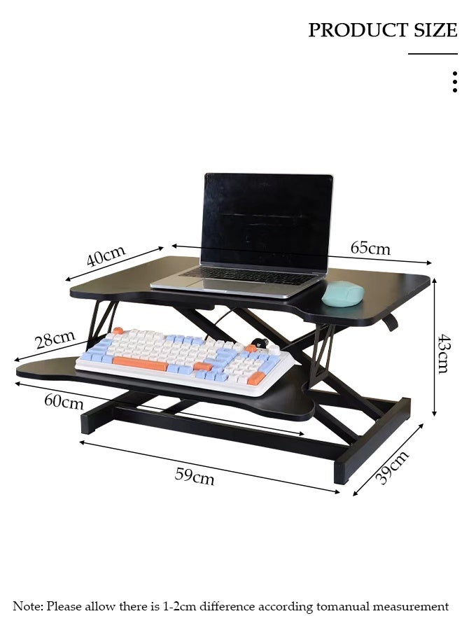 دونيسو محول مكتب قائم بارتفاع قابل للتعديل، حامل مكتب من وضع الجلوس إلى الوقوف، حامل مكتب مريح مع صينية لوحة مفاتيح، محطة عمل سريعة التركيب لشاشة مزدوجة، حامل سطح مكتب للمكتب المنزلي - Image 2