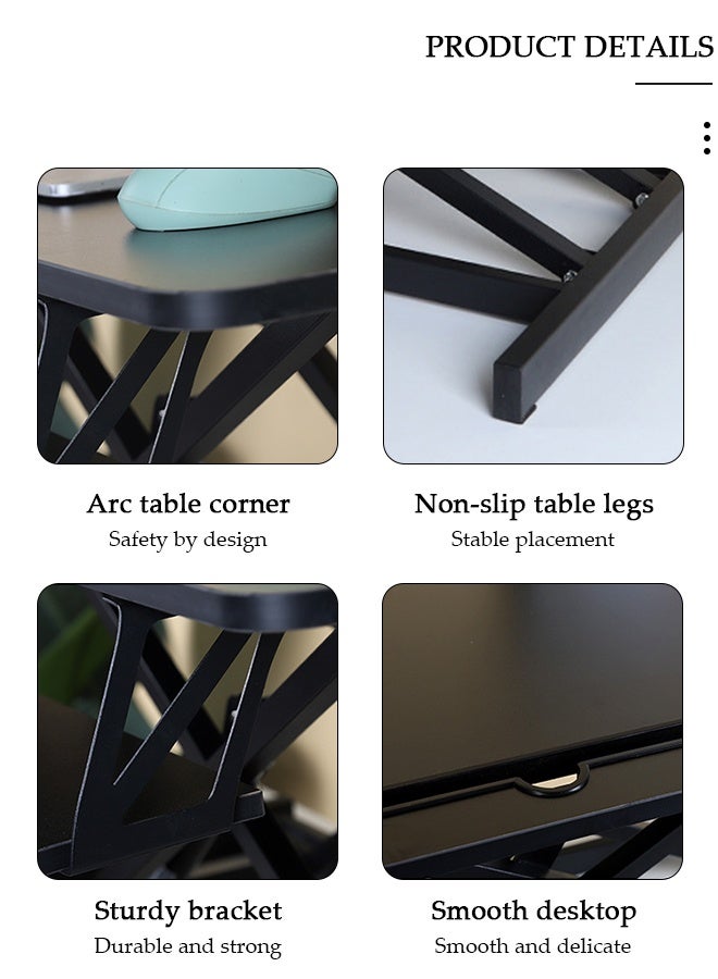 دونيسو محول مكتب قائم بارتفاع قابل للتعديل، حامل مكتب من وضع الجلوس إلى الوقوف، حامل مكتب مريح مع صينية لوحة مفاتيح، محطة عمل سريعة التركيب لشاشة مزدوجة، حامل سطح مكتب للمكتب المنزلي - Image 5