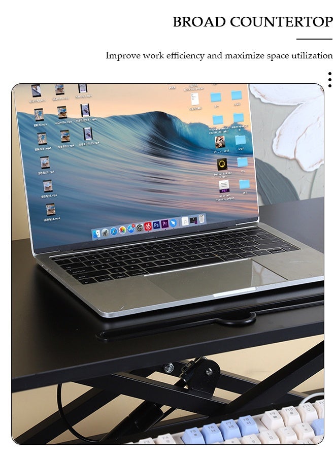 دونيسو محول مكتب قائم بارتفاع قابل للتعديل، حامل مكتب من وضع الجلوس إلى الوقوف، حامل مكتب مريح مع صينية لوحة مفاتيح، محطة عمل سريعة التركيب لشاشة مزدوجة، حامل سطح مكتب للمكتب المنزلي - Image 4