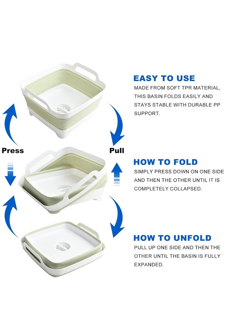 دلو قابل للطي، دلو غسيل، حوض غسيل قابل للطي، حوض غسيل قابل للطي، حوض أطباق قابل للطي، حوض قابل للطي، حوض متعدد الاستخدامات قابل للطي موفر للمساحة، حوض تخييم قابل للطي سعة 9 لتر، حوض مطبخ قابل للطي، - Image 4