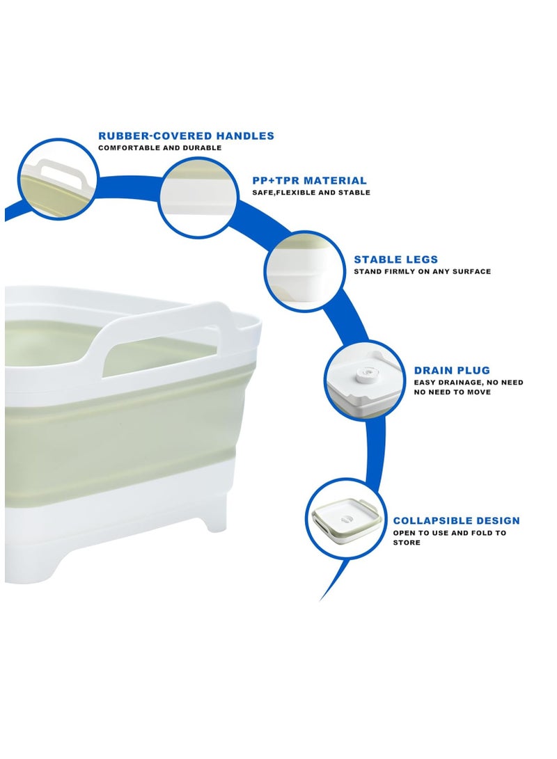 دلو قابل للطي، دلو غسيل، حوض غسيل قابل للطي، حوض غسيل قابل للطي، حوض أطباق قابل للطي، حوض قابل للطي، حوض متعدد الاستخدامات قابل للطي موفر للمساحة، حوض تخييم قابل للطي سعة 9 لتر، حوض مطبخ قابل للطي، - Image 3