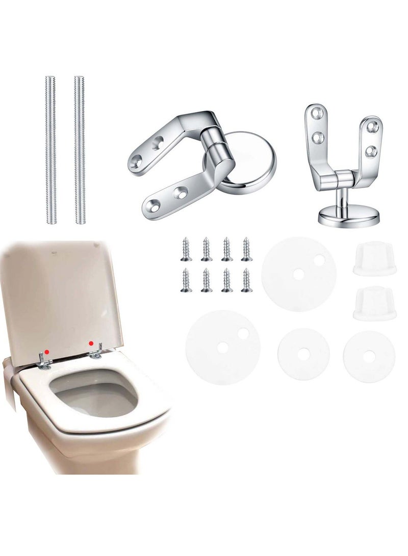 Toilet Seat Hinges Replacement, Chrome Finished Toilet Seat Hinge Fixings, Toilet Seat Hardware for Installing Fixed Toilet Seat Parts -Zinc Alloy Material (2 Pcs) - Image 1