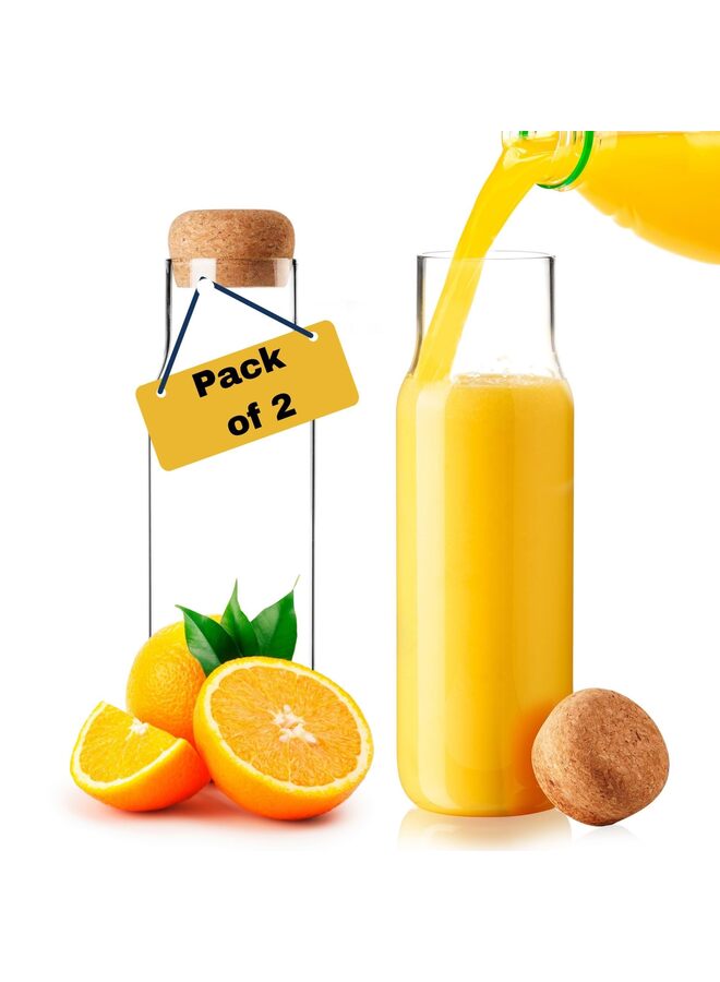 2 PCS Glass Carafe with Stopper - 800ml Fridge Borosilicate Glass Milk Bottle Water Pitcher with Lid - Laundry Powder Storage - Image 1