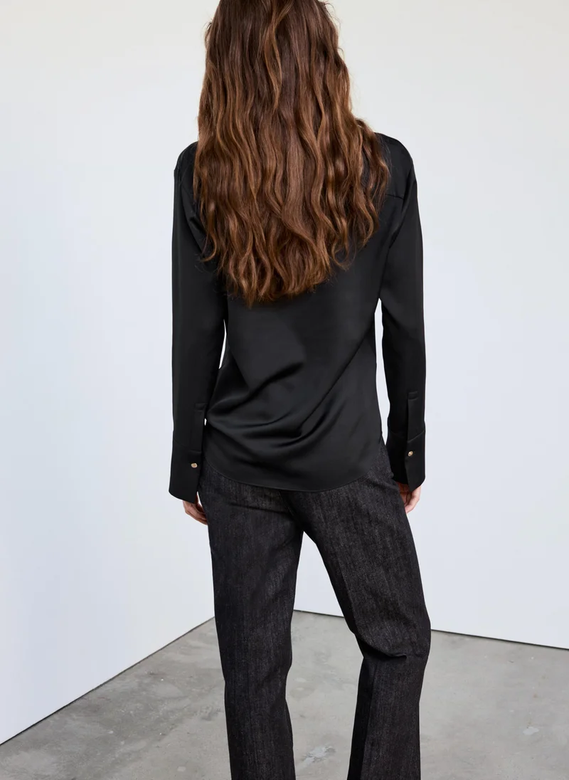 Mango Satin Buttoned Shirt
