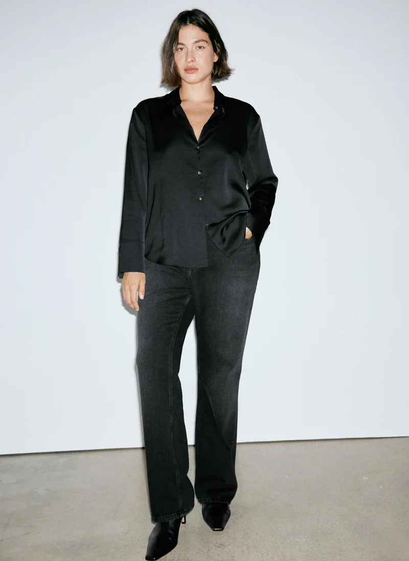 Mango Satin Buttoned Shirt