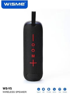 WISME WS-Y5 Wireless Portable Bluetooth Speaker with RGB Colorful Lighting, Multiple Input Options, and Button Control – High-Quality Sound and Stylish Design, Black  - Image 3