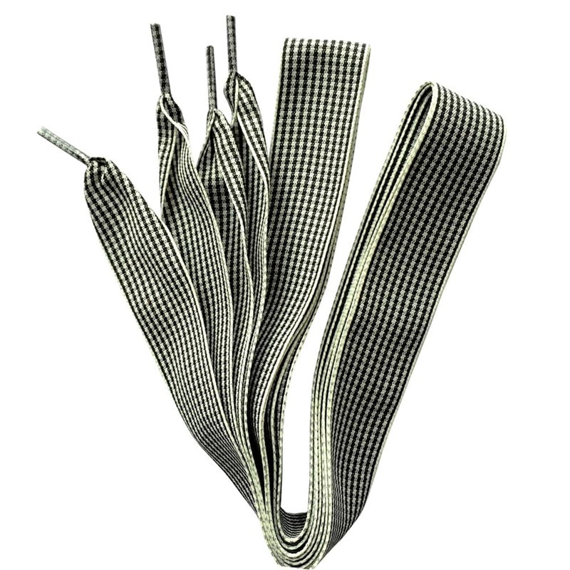 Goodlace 1 Inch Wide Fantastic Flat Checkered Shoelaces Fabric Ribbon Plaid Shoe Laces for Sneaker Sport Shoes 47/55 Inch (No5 Black, 47In/120cm) - Image 1