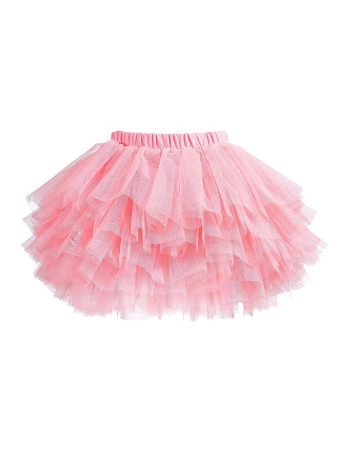 elamccor Tutu Skirt for Baby Girl Toddler 6 Layered Tulle Skirts 1-8T, Watermelon Pink, 3-4 Years - Image 1