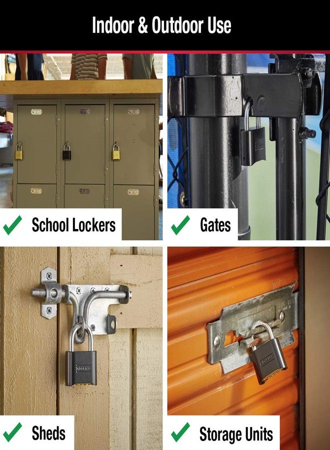 Master Lock Black Combination Padlock, Set Your Own Combo Lock, Weather Resistant Indoor and Outdoor Padlocks with Code for Gym Locker, Gate, Shed, 2 Pack, 178EC2 - Image 2