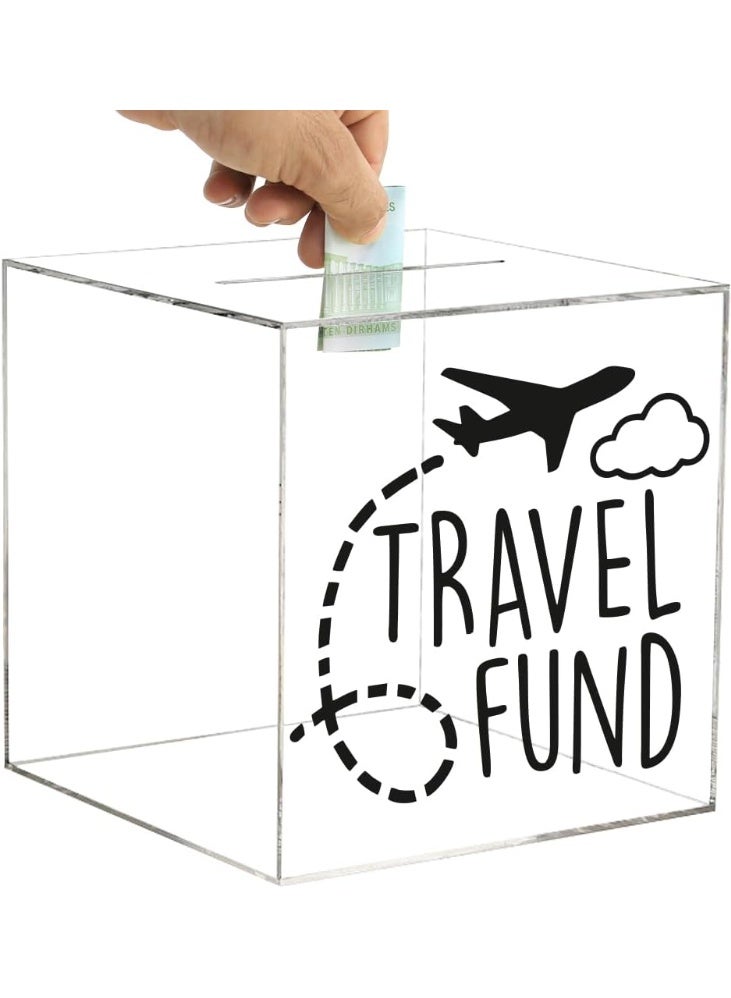 ARS Clear Piggy Bank for Adults Kids, Acrylic Piggy Bank for Boys Girls to Saving Money Cash Coin, Must Break to Open (18 x 18 cm, Travel Fund) - Image 1