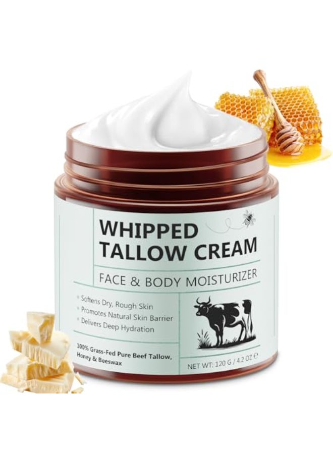 Liefiet Beef Tallow for Skin 42oz Tallow and Honey Balm Face Moisturizer and Nourishes Body Grass Fed Whipped Beef Honey Cream Reduces Irritation Skin and Sensitivity - Image 1