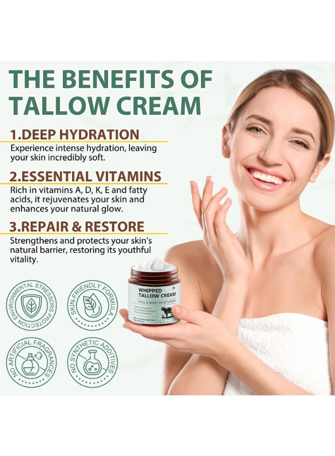 Liefiet Beef Tallow for Skin 42oz Tallow and Honey Balm Face Moisturizer and Nourishes Body Grass Fed Whipped Beef Honey Cream Reduces Irritation Skin and Sensitivity - Image 4