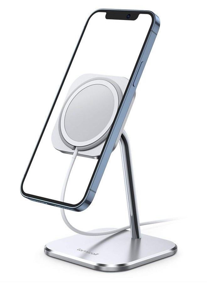 Lamicall - Phone Stand for MagSafe Charger - Adjustable Aluminum Charging Holder Dock Cradle for Desk 360° Rotation, Compatible with Apple iPhone 14 Plus 13 12 Mini, Pro, Pro Max[MagSafe Not Included] - Image 1