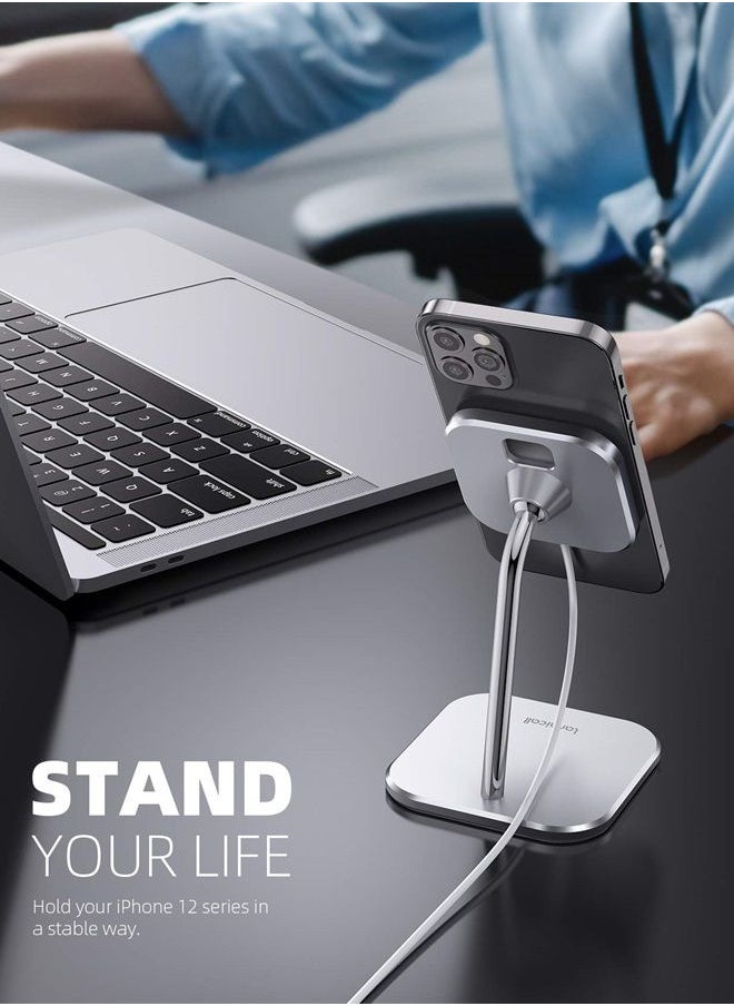 Lamicall - Phone Stand for MagSafe Charger - Adjustable Aluminum Charging Holder Dock Cradle for Desk 360° Rotation, Compatible with Apple iPhone 14 Plus 13 12 Mini, Pro, Pro Max[MagSafe Not Included] - Image 1