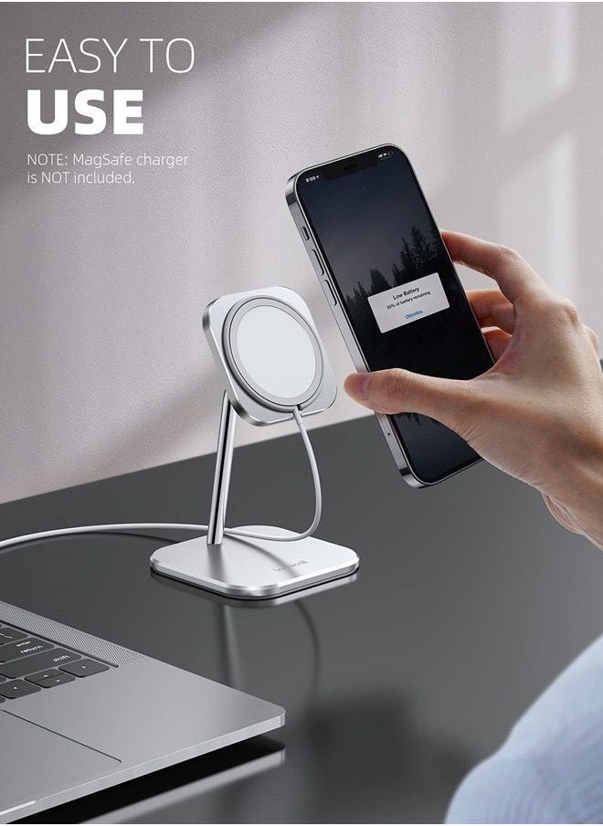 Lamicall - Phone Stand for MagSafe Charger - Adjustable Aluminum Charging Holder Dock Cradle for Desk 360° Rotation, Compatible with Apple iPhone 14 Plus 13 12 Mini, Pro, Pro Max[MagSafe Not Included] - Image 1