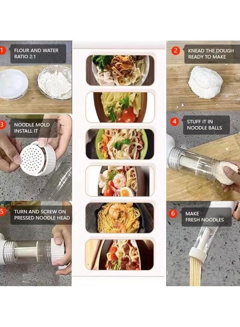 Pasta Maker, Noodle Maker, High Efficiency Handheld Press Pasta Machine with 6 Moulds, Premium Materials, Portable Automatic Pasta Maker Machine for Home Use - Image 2