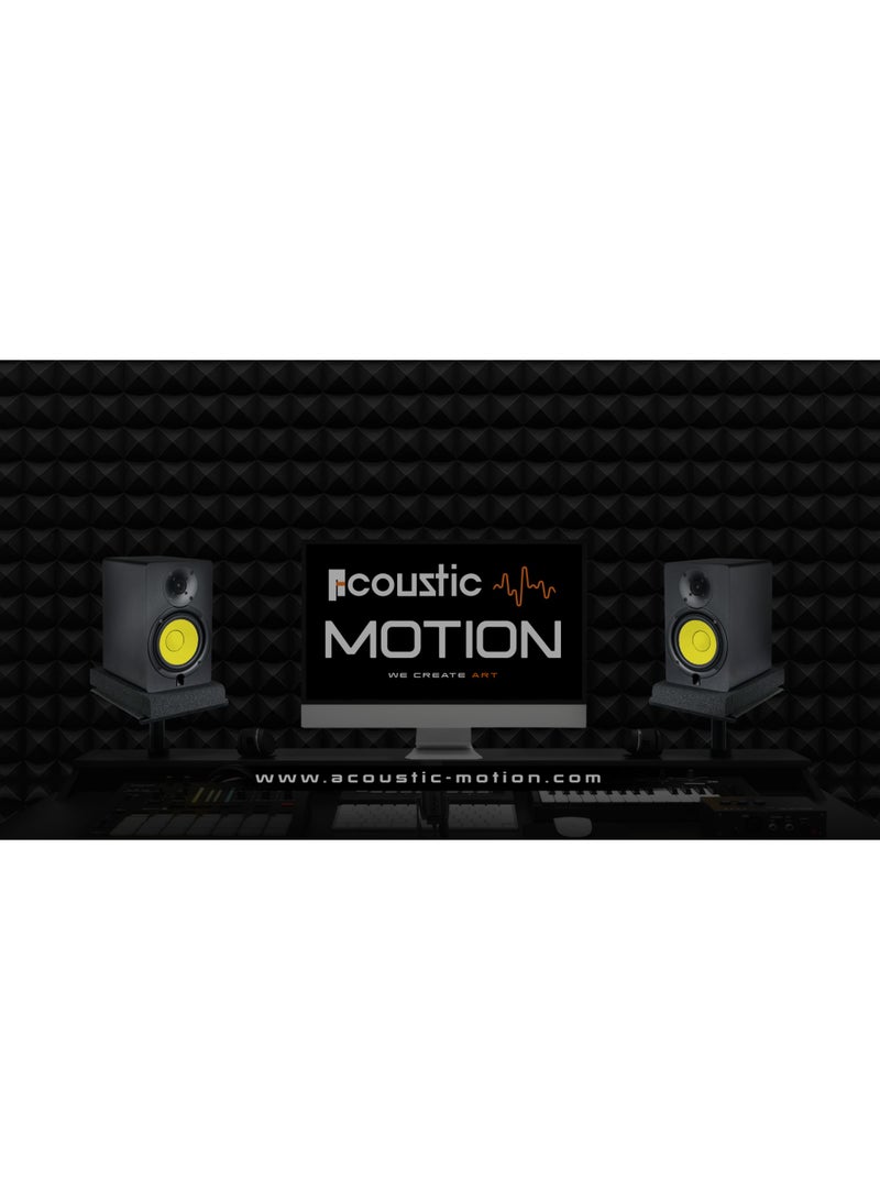 أكويستك موشان وسادات عزل شاشات الاستوديو الصوتية 20 سم × 30 سم × 5 سم لشاشات مقاس 5 بوصات، زوج من قطعتين من الرغوة الصوتية عالية الكثافة تناسب معظم حوامل السماعات | MS Pad - Image 2