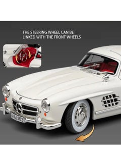 CHE ZHI 1:24 Mercedes-Benz 300SL Vintage Diecast Pull-Back Toy Car – Alloy Metal Sports Model with Openable Doors, Light & Sound – Classic Gift for Kids & Collectors – White  - Image 2