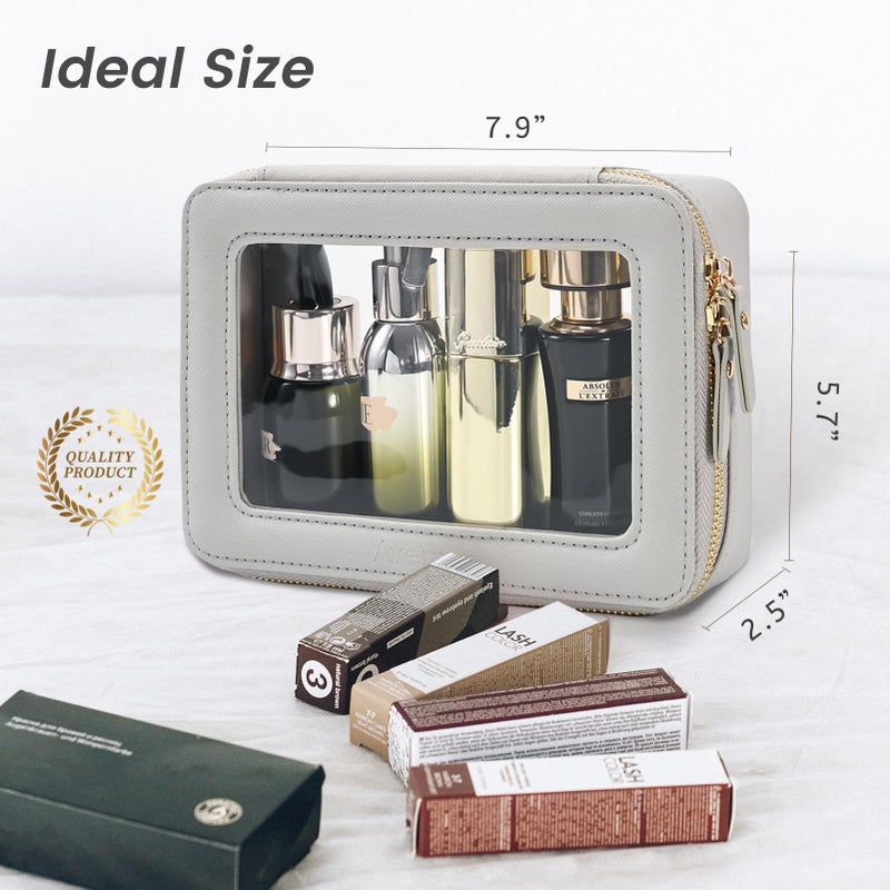Aveniee Clear Makeup Bag Organizer,Travel Toiletry Bag for Women,Waterproof Cosmetic Pouch with Zippers,Car Accessories Organizers and Storage Case,Grey,Medium Classic - Image 4
