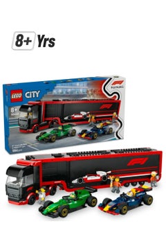 LEGO City F1 Truck with RB20 & AMR24 F1 Cars - Car Transporter Toy for RB & Aston Martin Formula 1 Teams - Incl. 2 Drivers & Race Simulator - Gifts for 8+ Year Old Boys & Girls - 60445 (1086 pieces)  - Image 1