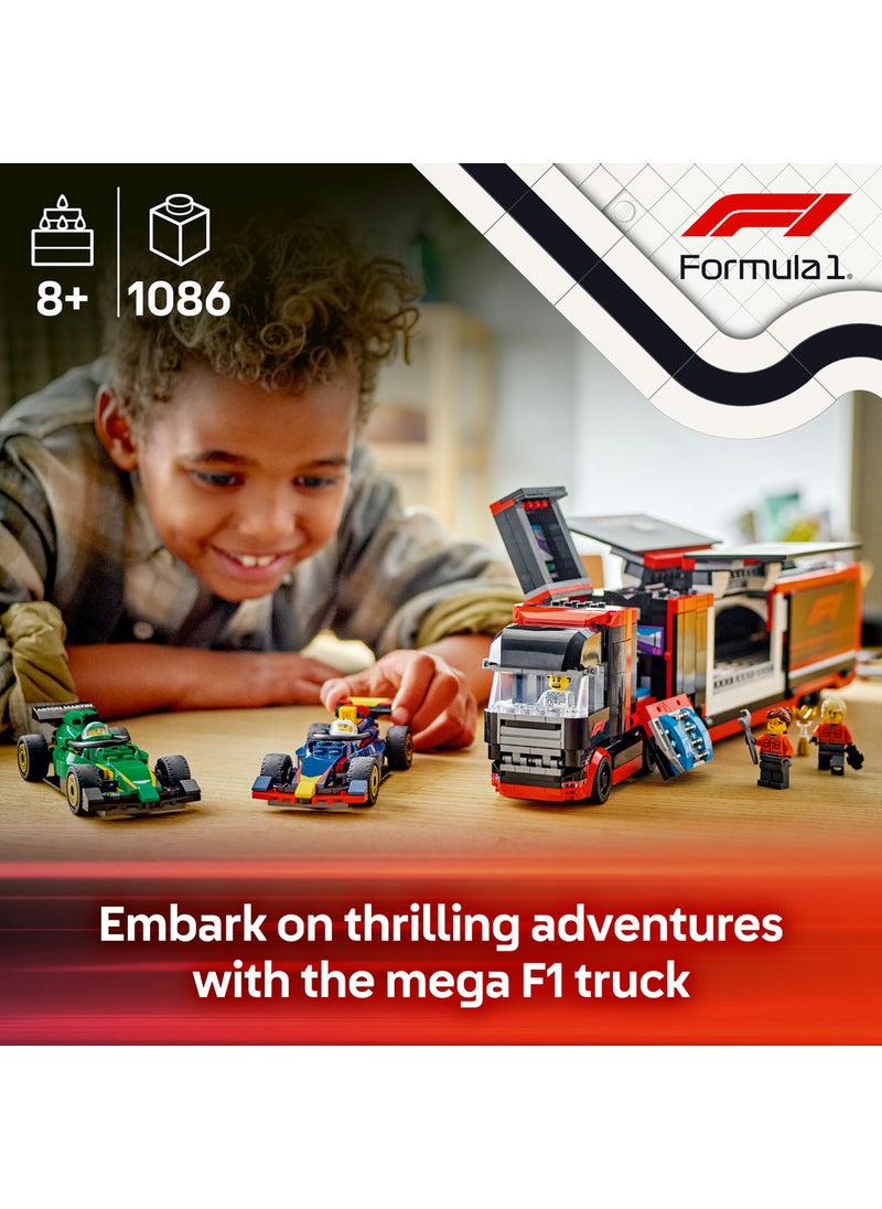 ليغو مجموعة ناقل سيارات السباق شاحنة F1®‎ مع سيارات F1®‎‏: RB20 وAMR24 من ليغو® سيتي  - Image 3