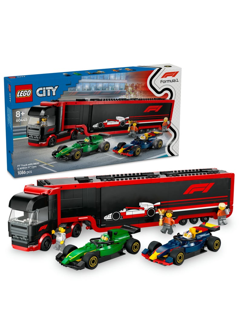 ليغو مجموعة ناقل سيارات السباق شاحنة F1®‎ مع سيارات F1®‎‏: RB20 وAMR24 من ليغو® سيتي  - Image 1