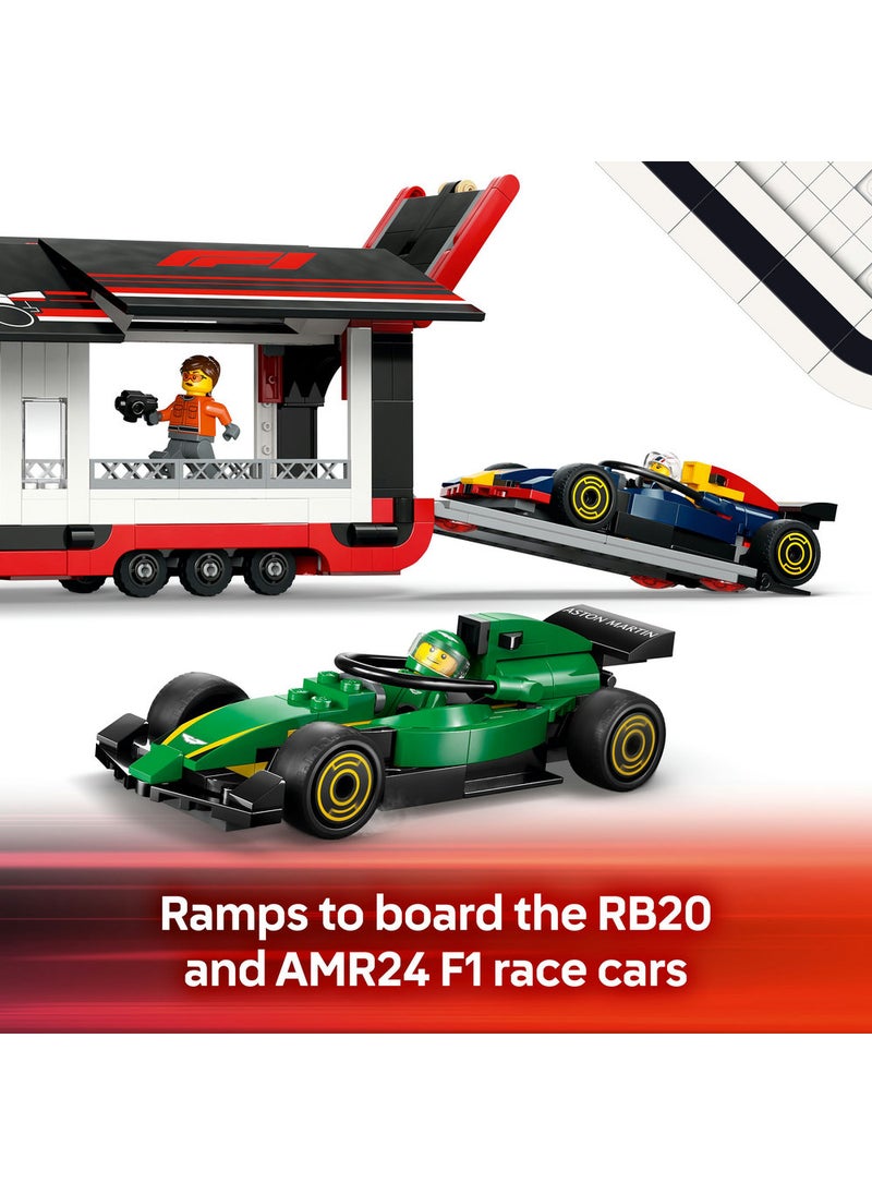 ليغو مجموعة ناقل سيارات السباق شاحنة F1®‎ مع سيارات F1®‎‏: RB20 وAMR24 من ليغو® سيتي  - Image 5