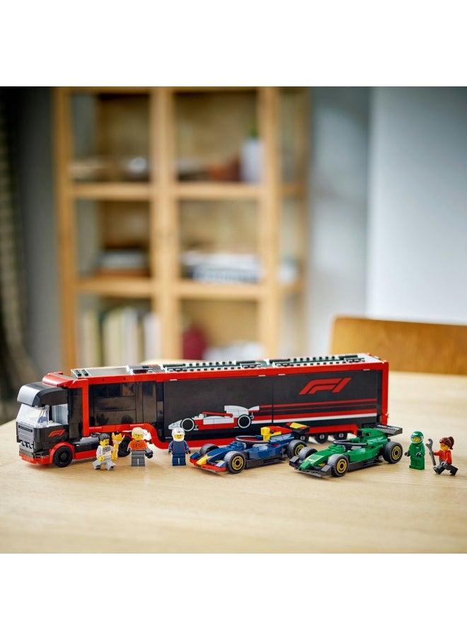 LEGO City F1 Truck with RB20 & AMR24 F1 Cars - Car Transporter Toy for RB & Aston Martin Formula 1 Teams - Incl. 2 Drivers & Race Simulator - Gifts for 8+ Year Old Boys & Girls - 60445 (1086 pieces)  - Image 5