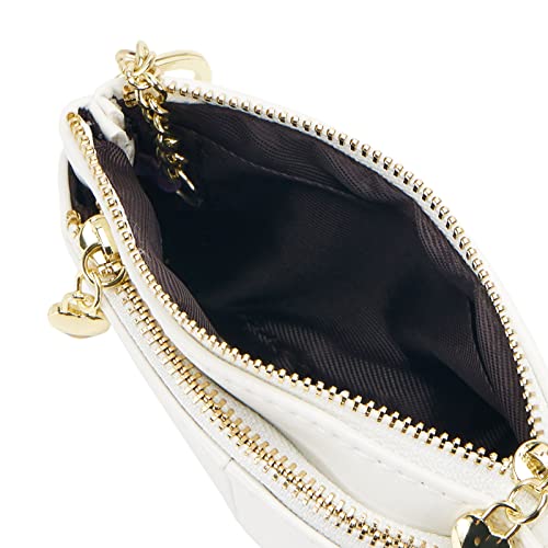 ZOOEASS Women PU Leather Zip Mini Coin Purse With Key Ring Triple Zipper Card Holder Wallet (White) - Image 5