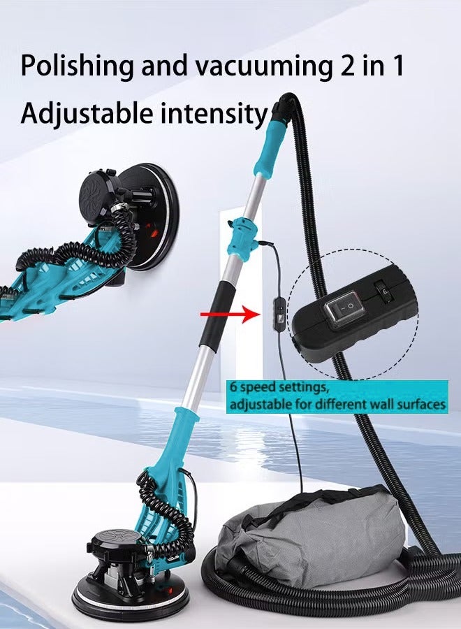 XiuWoo Drywall Sander with Vacuum Dust Collector,1980W Sander Tool with 6 Variable Speed 1100-2700RPM, Drywall Sander Sander Tool,Extendable Handle, LED Light,20pcs Sanding Discs - Image 5
