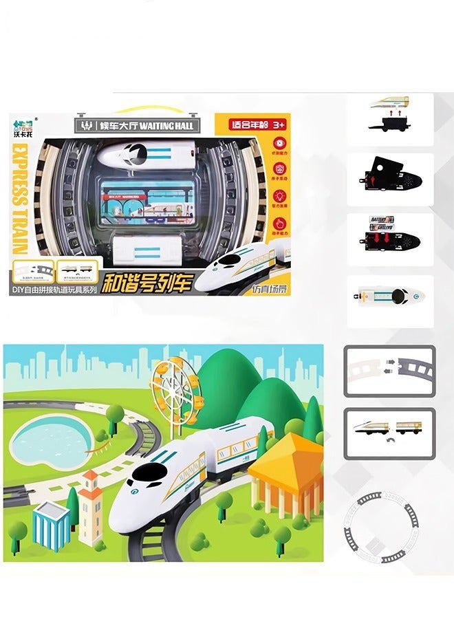 DURKU High-Speed Electric Bullet Train Toy Set with Railway Track and Simulation Scenarios for Toddlers - Electric Train Track System for Kids - Image 1
