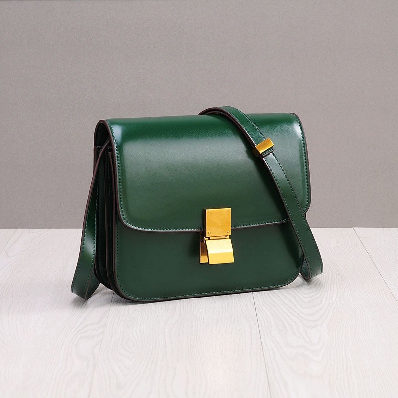 2025 Trendyy New Small Square Bag Single Shoulder Crossbody Tofu Bag Stewardess Bag Box Retro Cowhide Women'S Bag - Image 5