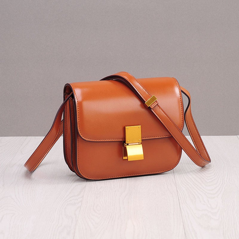 2025 Trendyy New Small Square Bag Single Shoulder Crossbody Tofu Bag Stewardess Bag Box Retro Cowhide Women'S Bag - Image 2