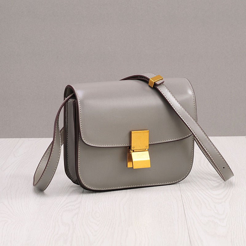 2025 Trendyy New Small Square Bag Single Shoulder Crossbody Tofu Bag Stewardess Bag Box Retro Cowhide Women'S Bag - Image 1