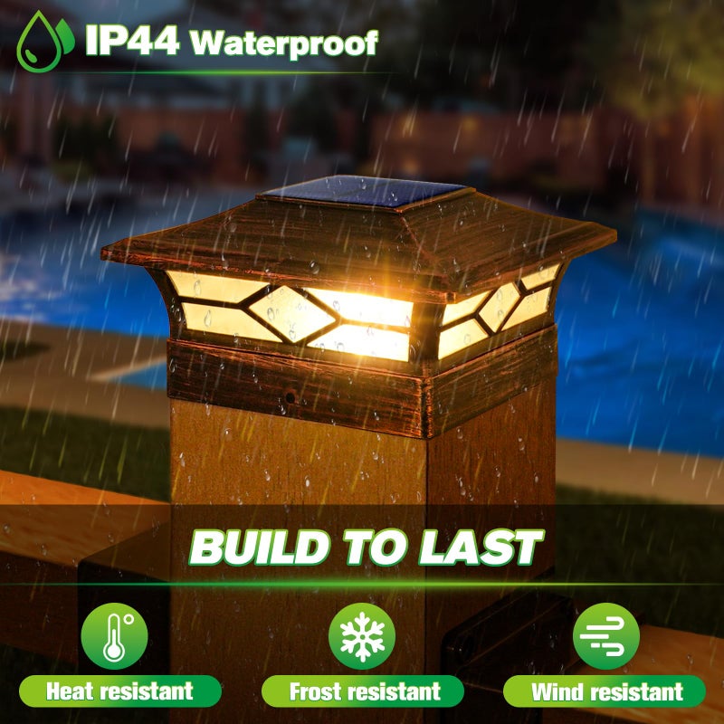 JOFIOS Solar Post Cap Lights Outdoor 12pack, Waterproof Solar Powered Deck Fence Post Lights for 4x4 Wood/Vinyl Posts, Solar Outdoor LED Light with Cool/Warm Lighting Decorate Garden Patio Porchâ€¦ - Image 3