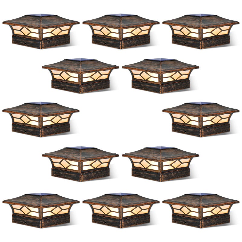 JOFIOS Solar Post Cap Lights Outdoor 12pack, Waterproof Solar Powered Deck Fence Post Lights for 4x4 Wood/Vinyl Posts, Solar Outdoor LED Light with Cool/Warm Lighting Decorate Garden Patio Porchâ€¦ - Image 1