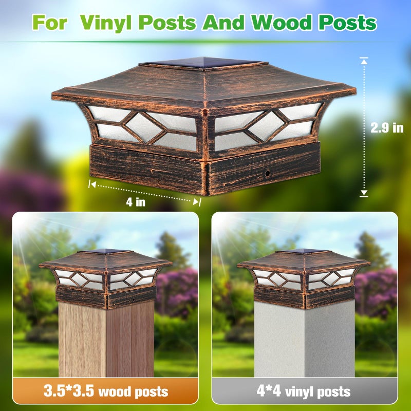 JOFIOS Solar Post Cap Lights Outdoor 12pack, Waterproof Solar Powered Deck Fence Post Lights for 4x4 Wood/Vinyl Posts, Solar Outdoor LED Light with Cool/Warm Lighting Decorate Garden Patio Porchâ€¦ - Image 5