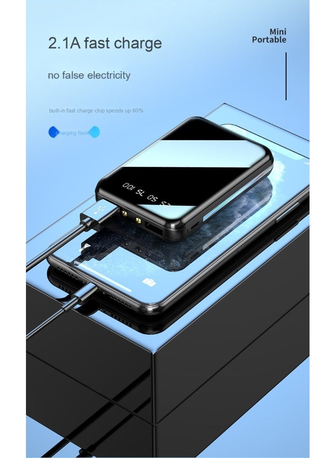 10,000mAh Ultra-Thin Mini Power Bank - Compact High-Capacity Portable Charger with Full Mirror Design - Image 3