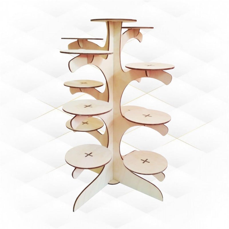 Haoser Wooden Cupcake Display Stand Plywood Cake Stand for Decoration, Dessert Table, DIY Craft Display & Event Decor ( 9.9 x 13.8 Inch) - Image 3