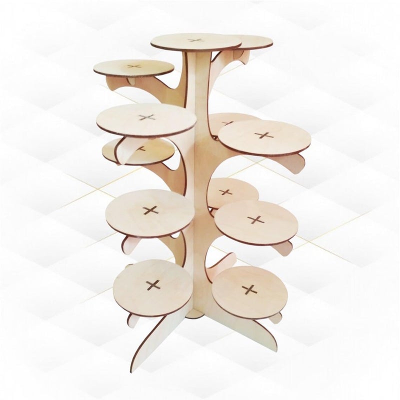 Haoser Wooden Cupcake Display Stand Plywood Cake Stand for Decoration, Dessert Table, DIY Craft Display & Event Decor ( 9.9 x 13.8 Inch) - Image 2